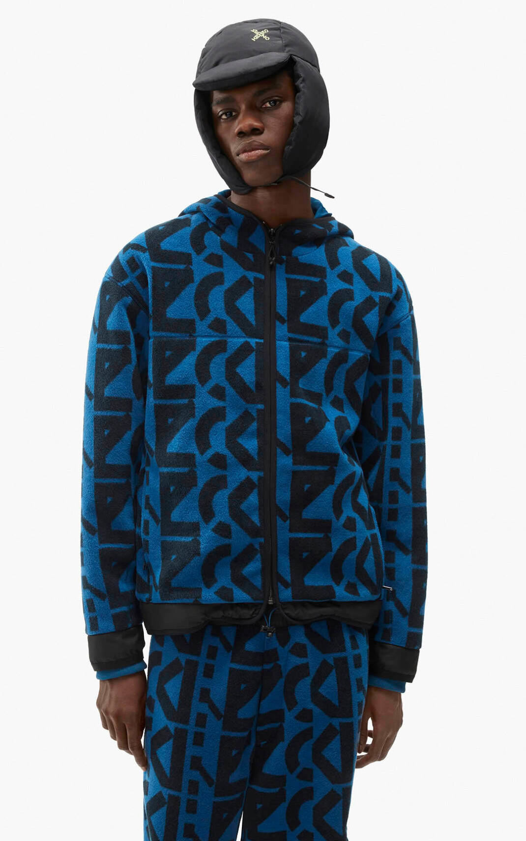 Kenzo zip up monogram Spor Ceket Erkek Koyu Mavi | 3548-UMTEY